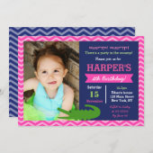 ガールアリゲーターバースデーパーティ招待状 招待状 (正面/裏面)