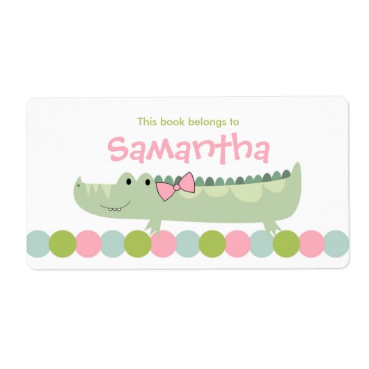 ガールアリゲーター蔵書票ラベル/本プレート ラベル (正面)