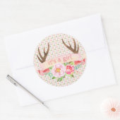 ガールアントラーそのガールトライバルベビーシャワーのシール ラウンドシール (封筒)