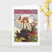 ガールアンドゼラニウム、ミュシャ カード (黄色い花)