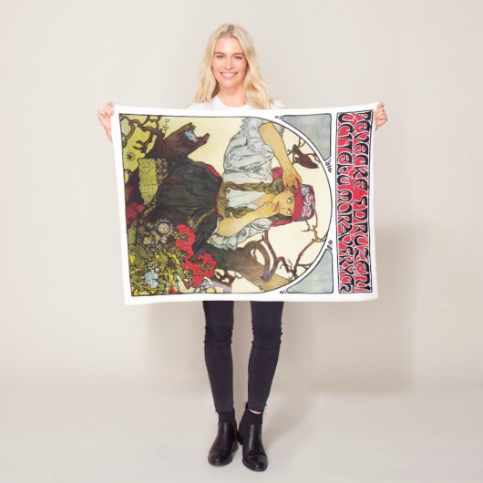 ガールアンドゼラニウム、ミュシャ フリースブランケット (インサイチュ)