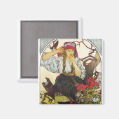 ガールアンドゼラニウム、ミュシャ マグネット (正面/裏面)