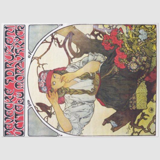 ガールアンドゼラニウム、ミュシャ 薄葉紙 (正面)