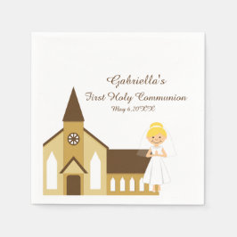 ガールアンドチャーチコミュニオンナパーソナライズされたプキン スタンダードカクテルナプキン