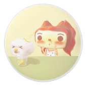 ガールアンドドッグソーダイラストレーション セラミックノブ (正面)