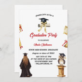 ガールアンドハット卒業式パーティー 招待状 (正面/裏面)