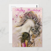 ガールアンドホース誕生日カード ポストカード (正面/裏面)