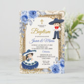 ガールアンドボーイネイビーブルーバプテスマ招待状 招待状 (スタンド正面)