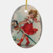ガールアンドポニーヴィンテージクリスマスオーナメント セラミックオーナメント (正面)