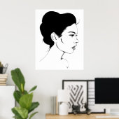 ガールアートプリントについてモダン ポスター (ホームオフィス)