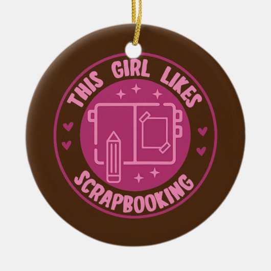 ガールイイスクラップブック作りホビークラフターデザイナー セラミックオーナメント (正面)