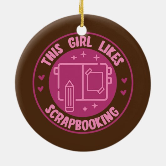 ガールイイスクラップブック作りホビークラフターデザイナー セラミックオーナメント (裏面)