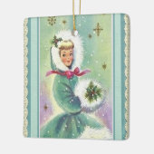 ガールインウィンターコートレトロオーナメント セラミックオーナメント (左)