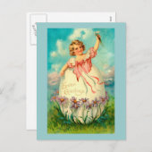 ガールインエッグヴィンテージイースター シーズンポストカード (正面/裏面)