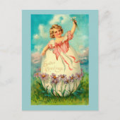 ガールインエッグヴィンテージイースター シーズンポストカード (正面)