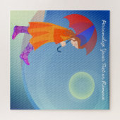 ガールインザレインカモダンイカラフル文字 ジグソーパズル (横)