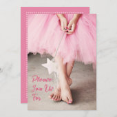 ガールインピンクツチュダンスパーティの招待状 招待状 (正面/裏面)