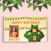 ガールインフロッグフード付きスウェットシャツスターズフォト誕生日背景 横断幕