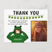 ガールインフロッグフード付スターズフォト誕生日ありがとう ポストカード (正面)