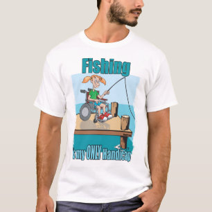 ガールインホイールチェア魚釣り Tシャツ