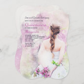 ガールインホワイトドレスキンセニェラ招待状 招待状 (正面/裏面)