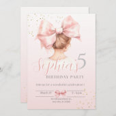 ガールインボウ誕生日招待状名門私立校風のパーティー 招待状 (正面/裏面)
