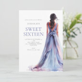ガールイン薄紫ドレススウィート16バースデーパーティー 招待状 (スタンド正面)