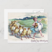 ガールイースターシック卵ドラビクトリアンム シーズンポストカード (正面/裏面)