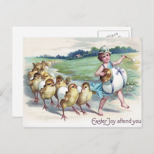 ガールイースターシック卵ドラビクトリアンム シーズンポストカード (正面/裏面)