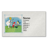 ガールイースターリリー格言小人歌う鳥バスケット マグネット名刺 (正面)