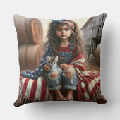 ガールウィズアメリカンフラッグ誕生日 クッション (裏面)