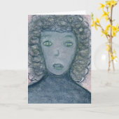ガールウィズカーリーヘアチャークスポートレートスピリチュアルアート カード (黄色い花)