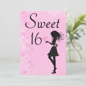ガールウィズハートピンクスウィート16誕生日招待状 招待状 (スタンド正面)