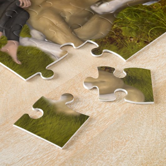 ガールウィズホース花ファンタジーアートジグソーパズル ジグソーパズル (側面)