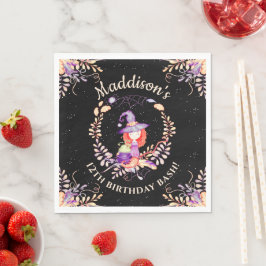 ガールウィッチ誕生日水彩 スタンダードランチョンナプキン