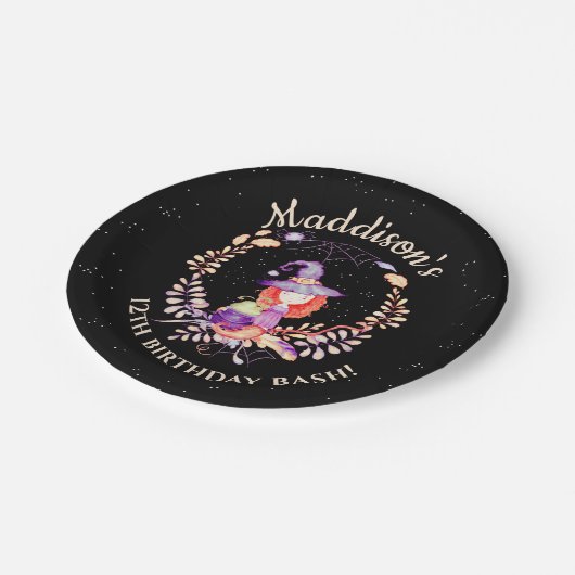 ガールウィッチ誕生日水彩 ペーパープレート (アングル)