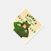 ガールウィンググリーンカエルフード付きスウェットシャツスケッチ誕生日 スタンダードカクテルナプキン (角)