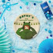 ガールウィンググリーンカエルフード付きスウェットシャツスケッチ誕生日 ペーパープレート (パーティー)