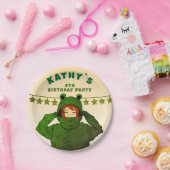 ガールウィンググリーンカエルフード付きスウェットシャツスケッチ誕生日 ペーパープレート (パーティー)