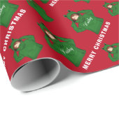 ガールウィンググリーンカエルフード付スケッチクリスマス ラッピングペーパー (ロールコーナー)