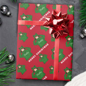 ガールウィンググリーンカエルフード付スケッチクリスマス ラッピングペーパー