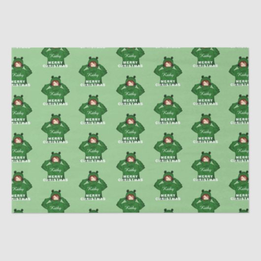 ガールウィンググリーンカエルフード付スケッチクリスマス 薄葉紙 (正面)