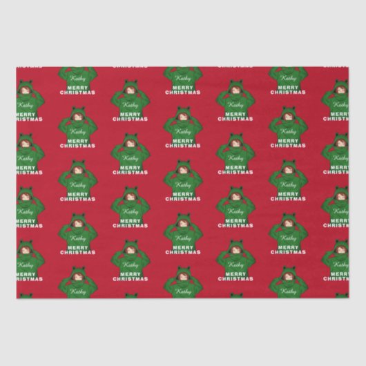 ガールウィンググリーンカエルフード付スケッチクリスマス 薄葉紙 (正面)