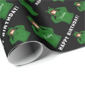 ガールウィンググリーンカエルフード付スケッチ誕生日 ラッピングペーパー (ロールコーナー)