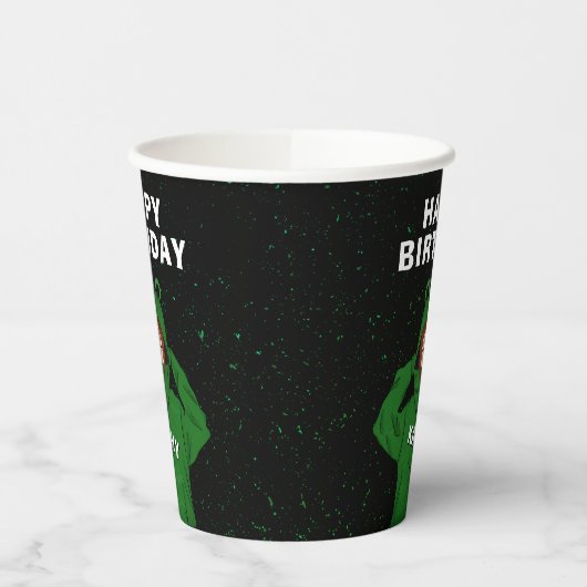 ガールウィンググリーンカエルフード付スケッチ誕生日 紙コップ (左)