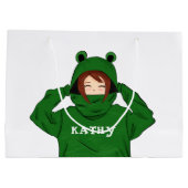 ガールウィンググリーンカエルフード付スケッチ ラージペーパーバッグ (裏面)