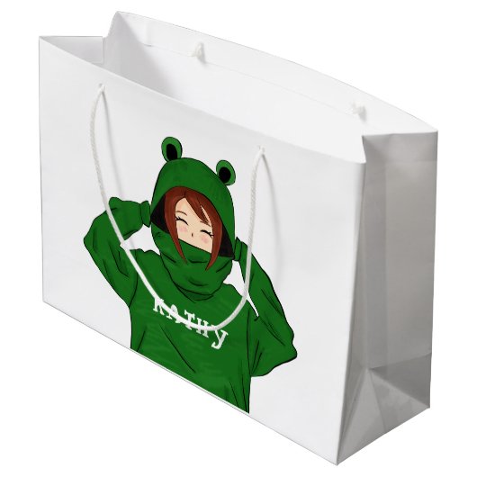 ガールウィンググリーンカエルフード付スケッチ ラージペーパーバッグ (裏面アングル)