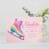ガールウィンターアイススケートで滑る誕生日パーティー 招待状 (スタンド正面)