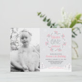 ガールウィンターオネダーランド写真1st誕生日招待状 招待状 (スタンド正面)