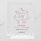 ガールウィンターオネダーランド1st誕生日、初日 招待状 (正面/裏面)
